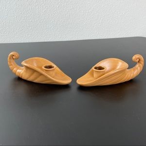 VINTAGE set of 2 cornucopia candlestick holders